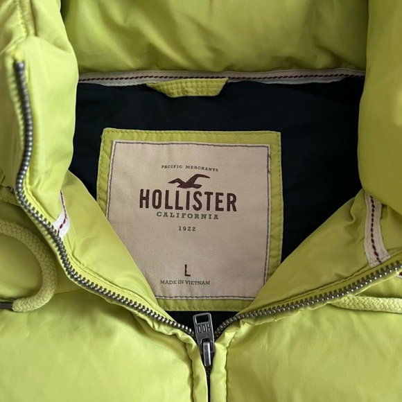 Y2K Hollister Lime Green Puffer Vest Size L - Picture 2 of 6